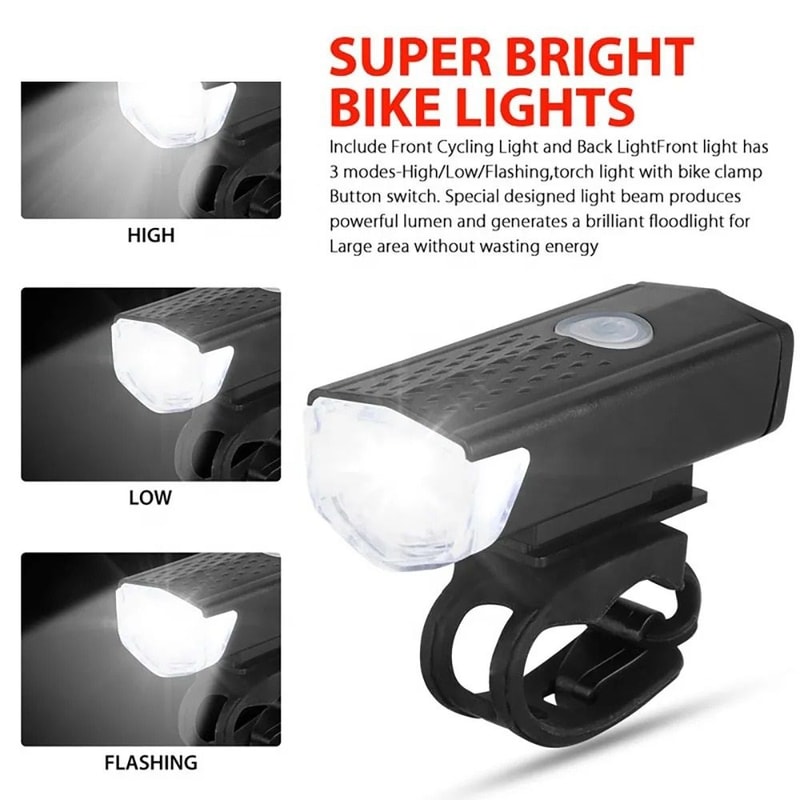 USB Rechargeable Bike Front Light LED Bicycle Headlamp With Three Modes 1