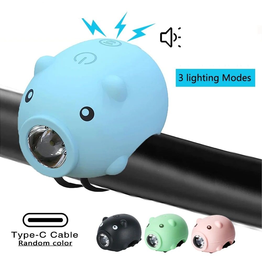 Rechargeable Cute Pig Bicycle Front Light Cartoon Bike Headlight 0
