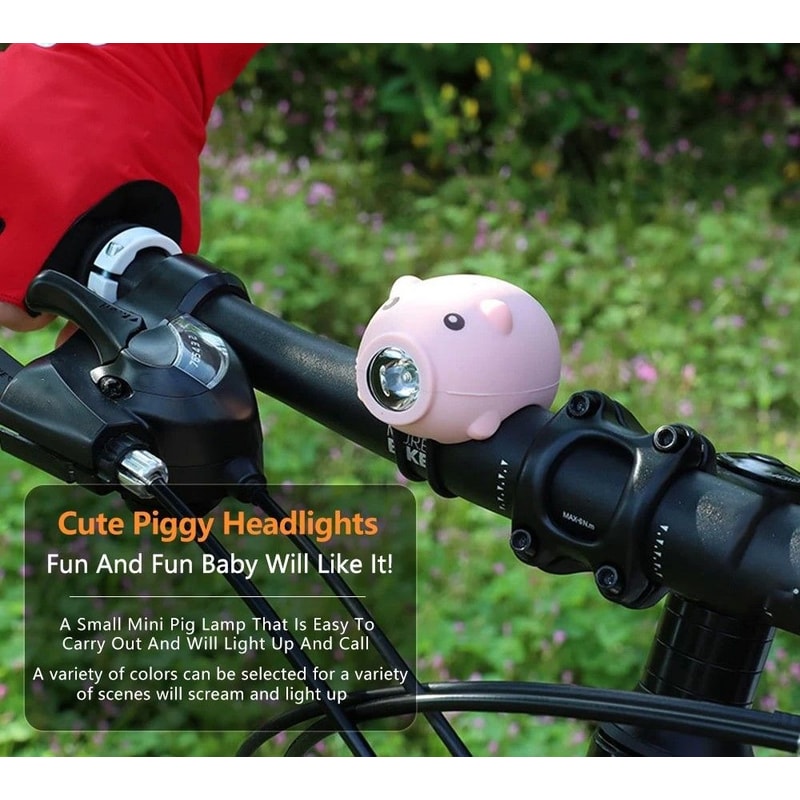 Rechargeable Cute Pig Bicycle Front Light Cartoon Bike Headlight 4