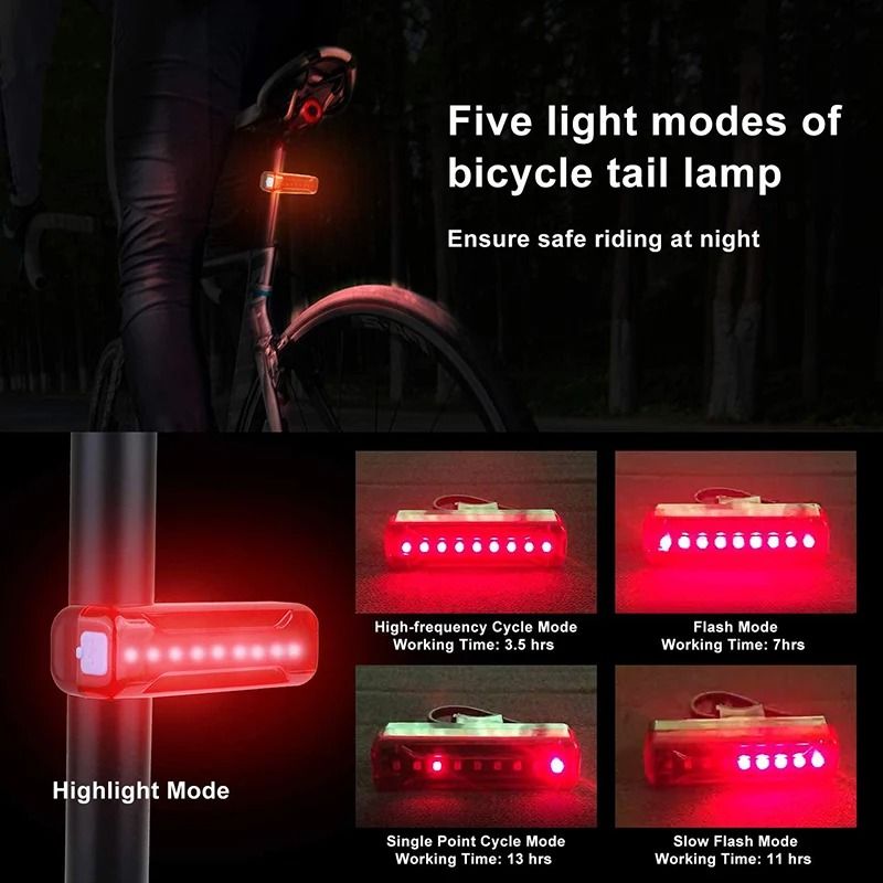 USB Rechargeable Bicycle Rear Light Ultra Bright LED Tail Lamp 2