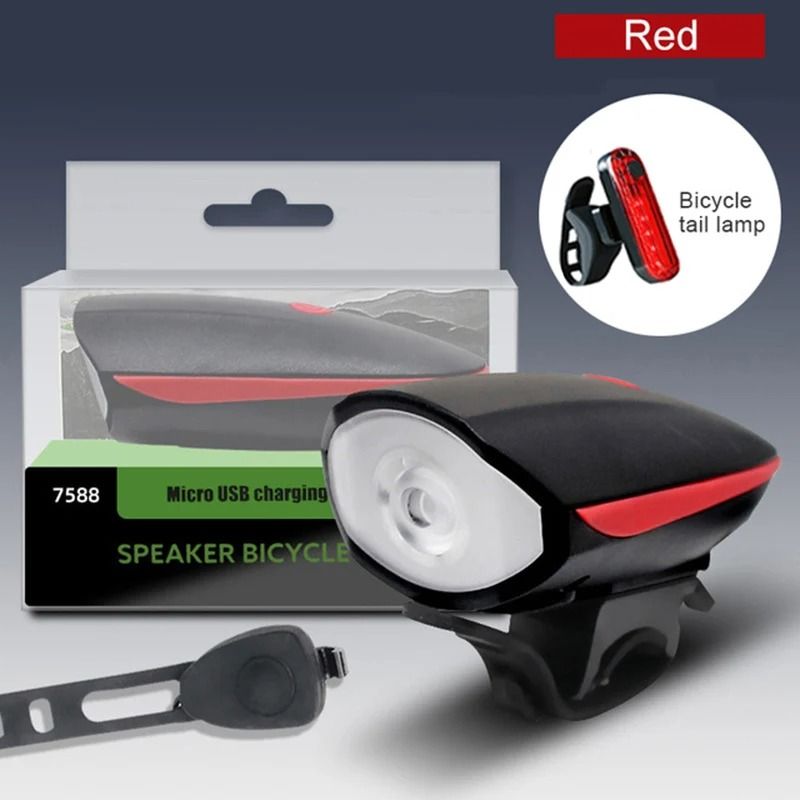 USB Rechargeable Bicycle Light Set Front And Rear With Horn 12