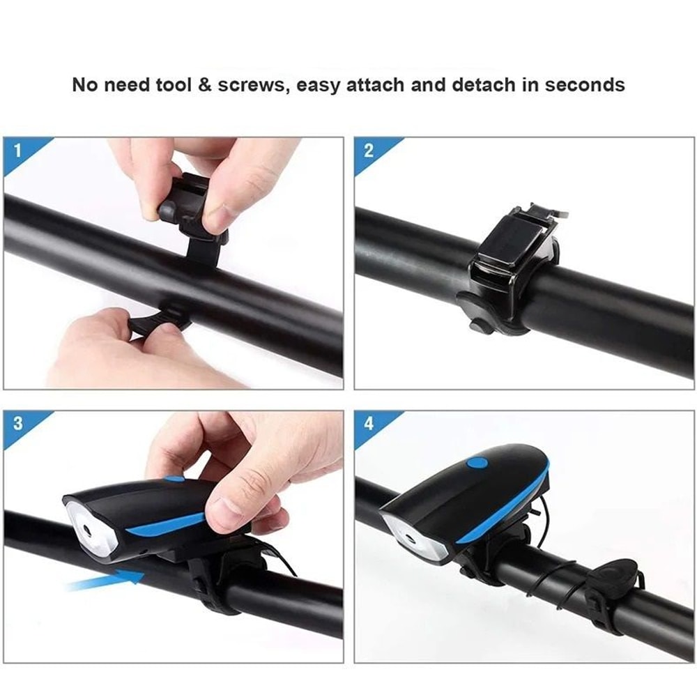 USB Rechargeable Bicycle Light Set Front And Rear With Horn 3