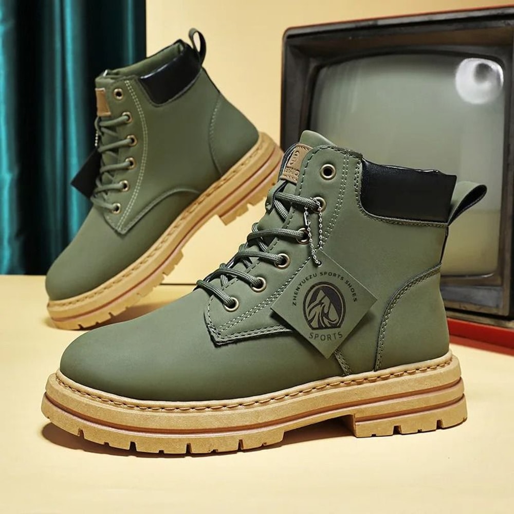 Step Out In Style And Comfort With These Men High Top Leather Boots Designed For Everyday Wear Moto 1