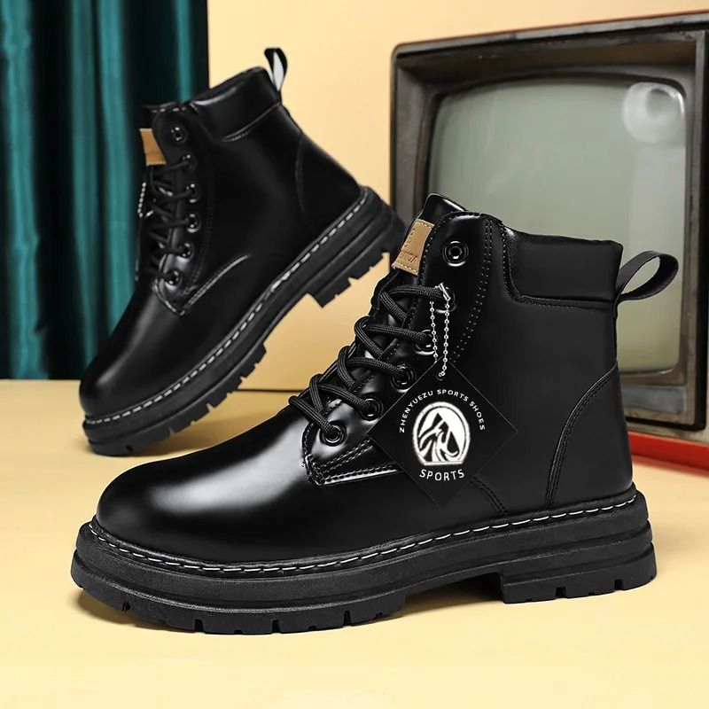 Step Out In Style And Comfort With These Men High Top Leather Boots Designed For Everyday Wear Moto 3