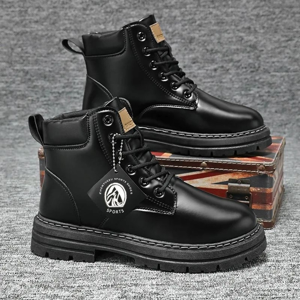 Step Out In Style And Comfort With These Men High Top Leather Boots Designed For Everyday Wear Moto 7
