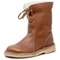 Women Winter PU Leather Boots Flat Fleece Lined Ankle Shoes 9