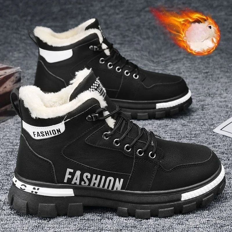 Men Snow Boots Winter Anti Slip Plush Warm High Top Outdoor Work Shoes 6