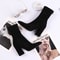 Black Flock Thick Heel Women Winter Ankle Boots Pointed Toe Shoes 0