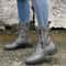 Women Retro Western Motorcycle Boots Zipper Mid Calf Plus Size Short Botas 2