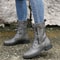 Women Retro Western Motorcycle Boots Zipper Mid Calf Plus Size Short Botas 2