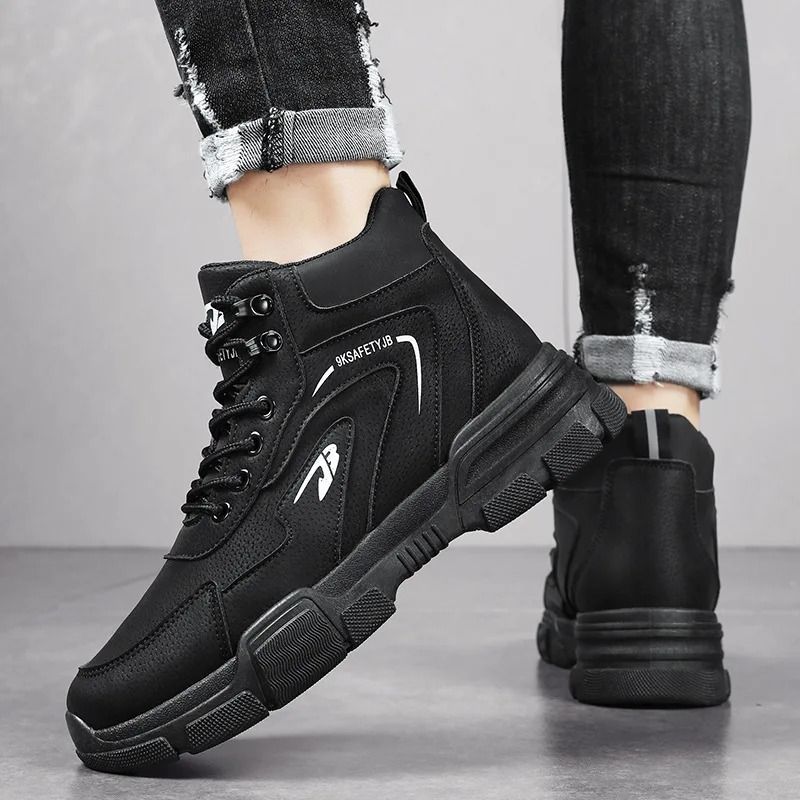 Men Casual Ankle Boots Soft Leather Breathable Hiking Work Shoes 3