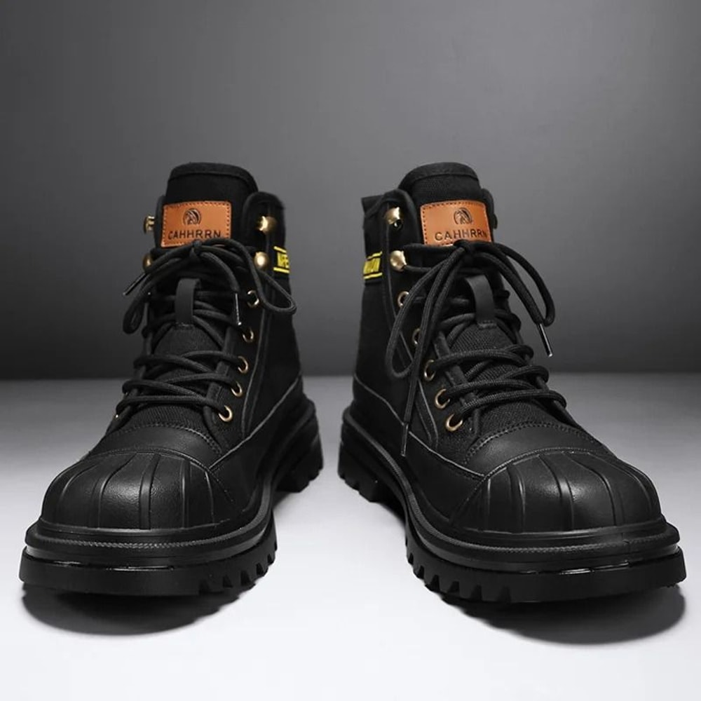 Men High Top Canvas Boots Casual Non Slip Thick Sole Outdoor Shoes 2