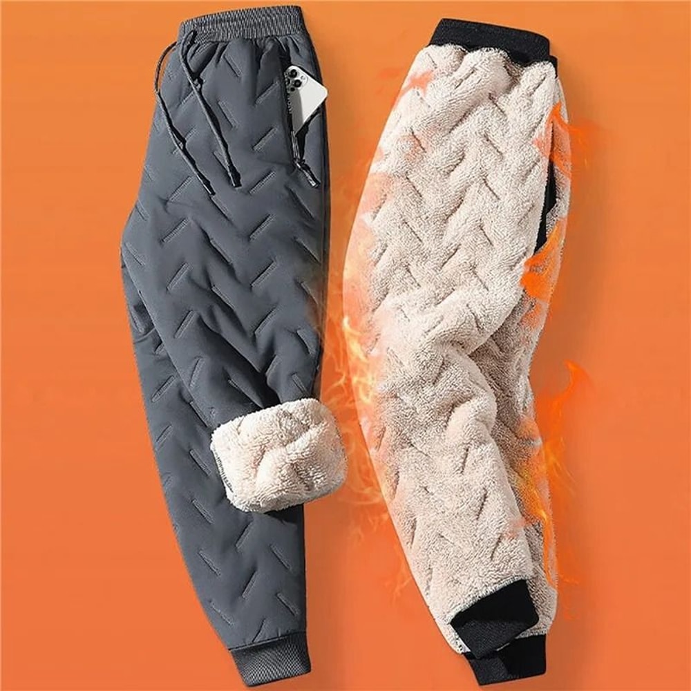Women Winter Thick Plush Straight Leg Warm Pants 5