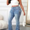 Plus Size Women Bootcut Denim Jeans High Rise Tummy Control Pants 1