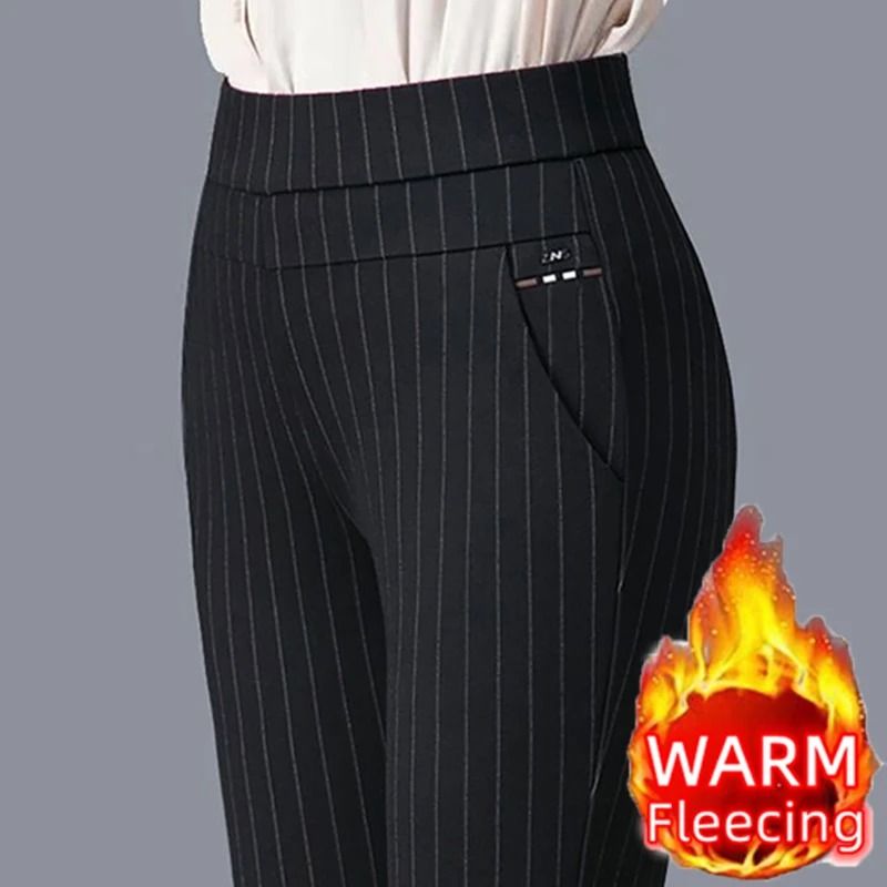 High Waist Slim Fit Winter Pencil Pants Fleece Lined Thermal Snow Leggings For Women 1
