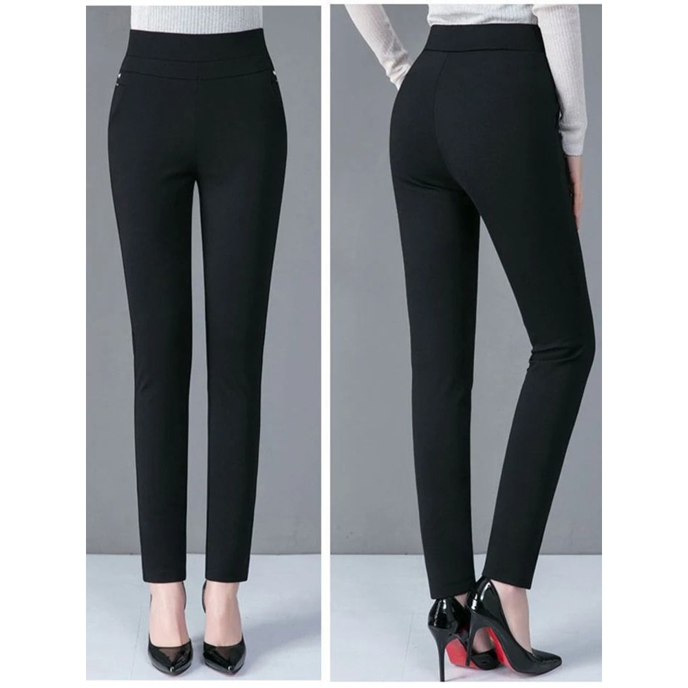 High Waist Slim Fit Winter Pencil Pants Fleece Lined Thermal Snow Leggings For Women 3