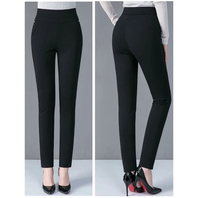 High Waist Slim Fit Winter Pencil Pants Fleece Lined Thermal Snow Leggings For Women 3