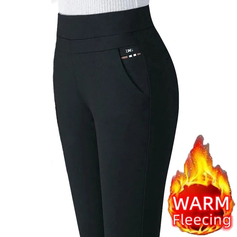 High Waist Slim Fit Winter Pencil Pants Fleece Lined Thermal Snow Leggings For Women 7