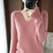 Elegant V Neck Cashmere Pullover With Lace Detail Hollow Out Knit Winter Sweater For Women 0