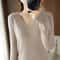 Elegant V Neck Cashmere Pullover With Lace Detail Hollow Out Knit Winter Sweater For Women 1