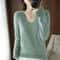 Elegant V Neck Cashmere Pullover With Lace Detail Hollow Out Knit Winter Sweater For Women 10