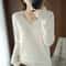 Elegant V Neck Cashmere Pullover With Lace Detail Hollow Out Knit Winter Sweater For Women 11