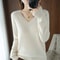 Elegant V Neck Cashmere Pullover With Lace Detail Hollow Out Knit Winter Sweater For Women 11