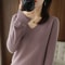 Elegant V Neck Cashmere Pullover With Lace Detail Hollow Out Knit Winter Sweater For Women 12