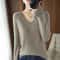 Elegant V Neck Cashmere Pullover With Lace Detail Hollow Out Knit Winter Sweater For Women 13