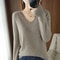 Elegant V Neck Cashmere Pullover With Lace Detail Hollow Out Knit Winter Sweater For Women 3