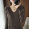 Elegant V Neck Cashmere Pullover With Lace Detail Hollow Out Knit Winter Sweater For Women 5