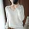 Elegant V Neck Cashmere Pullover With Lace Detail Hollow Out Knit Winter Sweater For Women 7