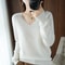 Elegant V Neck Cashmere Pullover With Lace Detail Hollow Out Knit Winter Sweater For Women 7