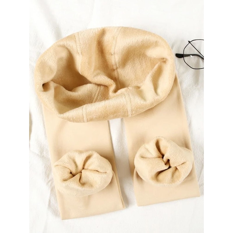 High Waist Winter Warm Leggings With Thick Velvet Lining Solid Color Thermal Pants 11