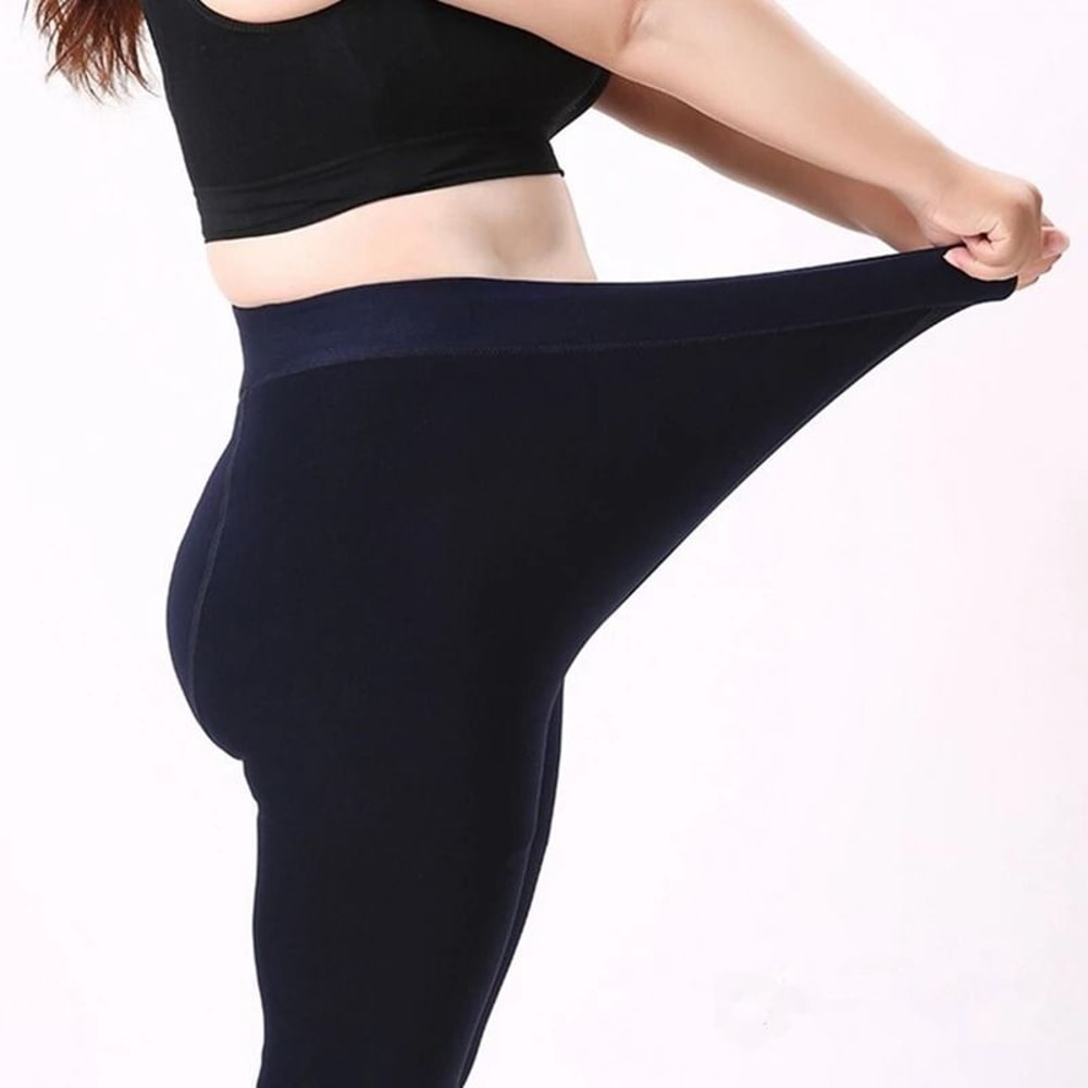 High Waist Winter Warm Leggings With Thick Velvet Lining Solid Color Thermal Pants 2