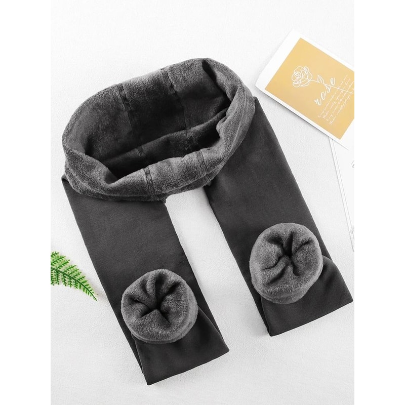 High Waist Winter Warm Leggings With Thick Velvet Lining Solid Color Thermal Pants 6