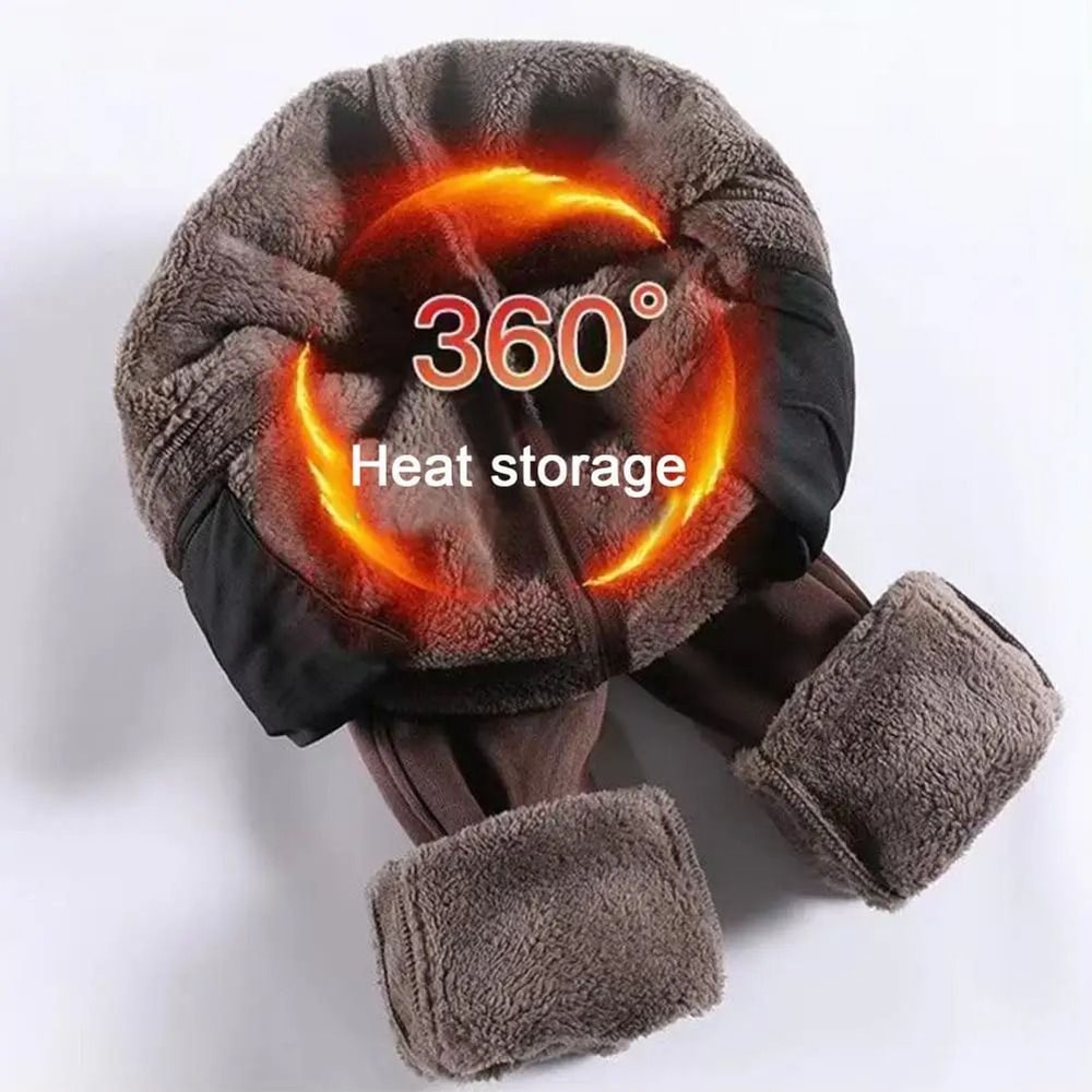 Women High Waist Thermal Sweatpants Thick Fleece Lined Harem Trousers With Pockets 2