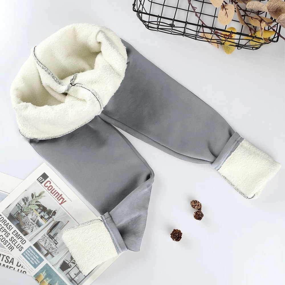 Thermal Velvet High Waist Winter Leggings Solid Color Thick Fleece Lined Classic Leggings 9