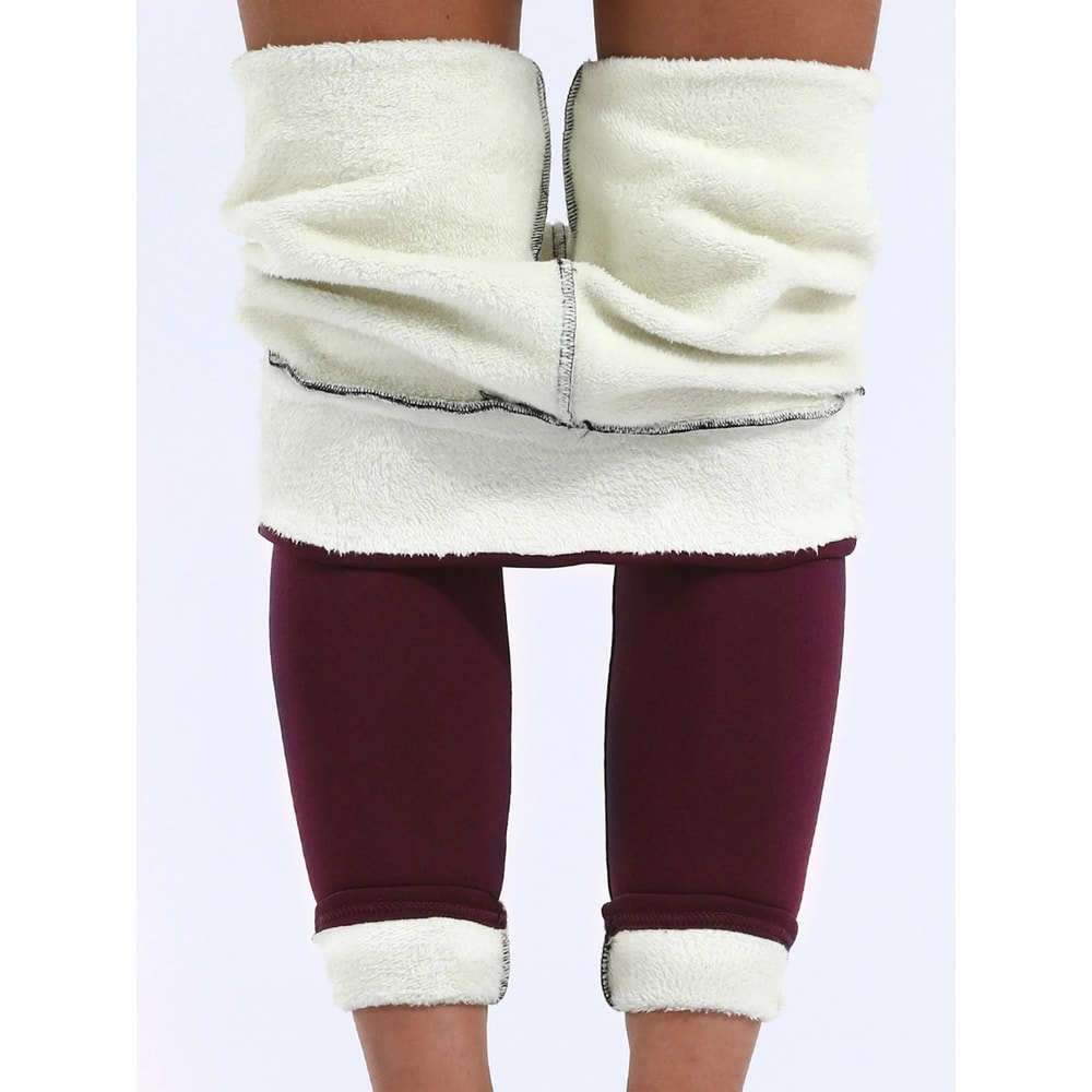 Thermal Velvet High Waist Winter Leggings Solid Color Thick Fleece Lined Classic Leggings 1