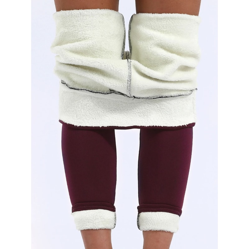 Thermal Velvet High Waist Winter Leggings Solid Color Thick Fleece Lined Classic Leggings 1