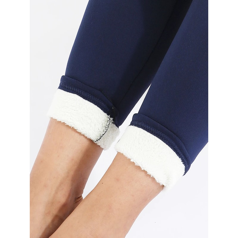Thermal Velvet High Waist Winter Leggings Solid Color Thick Fleece Lined Classic Leggings 5