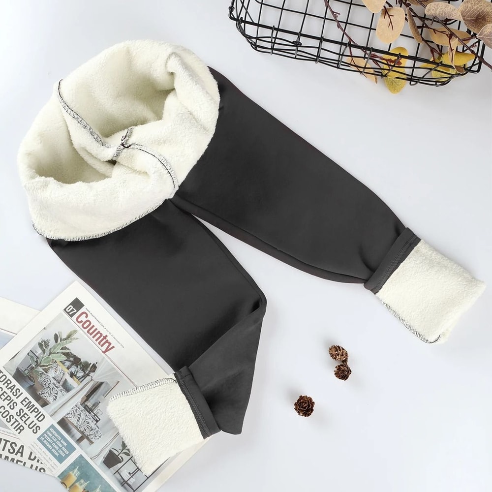 Thermal Velvet High Waist Winter Leggings Solid Color Thick Fleece Lined Classic Leggings 8