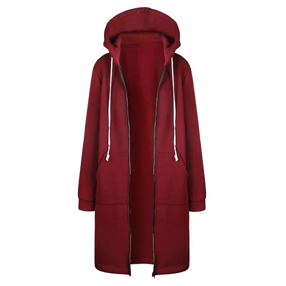 Women Thick Fleece Hooded Parka Jacket Winter Zip Up Sweatshirt Sports Outwear 1