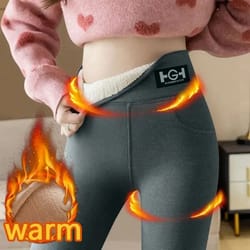 thermal lamb cashmere winter leggings with pocket high waist butt lift warm leggings