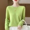 Pure Merino Wool O Neck Pullover Elegant Cashmere Feel Winter Sweater For Women 9