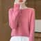 Pure Merino Wool O Neck Pullover Elegant Cashmere Feel Winter Sweater For Women 12