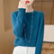 Pure Merino Wool O Neck Pullover Elegant Cashmere Feel Winter Sweater For Women 14