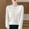 Pure Merino Wool O Neck Pullover Elegant Cashmere Feel Winter Sweater For Women 5
