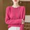 Pure Merino Wool O Neck Pullover Elegant Cashmere Feel Winter Sweater For Women 18