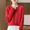 Pure Merino Wool O Neck Pullover Elegant Cashmere Feel Winter Sweater For Women 19